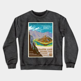 Retro WPA Poster of Crater Lake National Park Reimagined for the Future with Climate Change Crewneck Sweatshirt